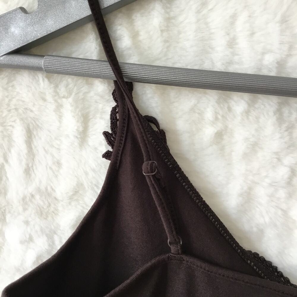 G2000 Brown Spaghetti Lace Trim Cami Stretch Top - Picture 9 of 14